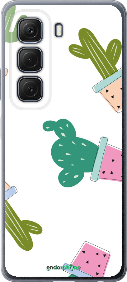 Силиконовый чехол Кактусы в горшочках для Infinix Hot 50 5G - 3968u-3795 изображение 