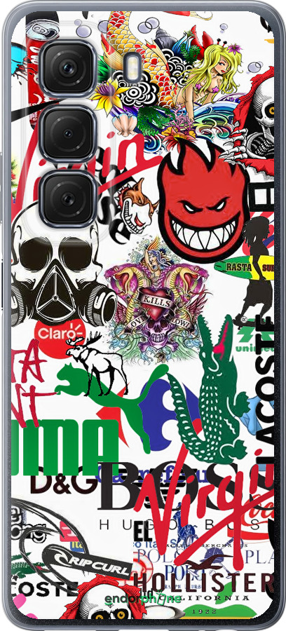 Силиконовый чехол Many different logos для Infinix Hot 50 5G - 4022u-3795 изображение 