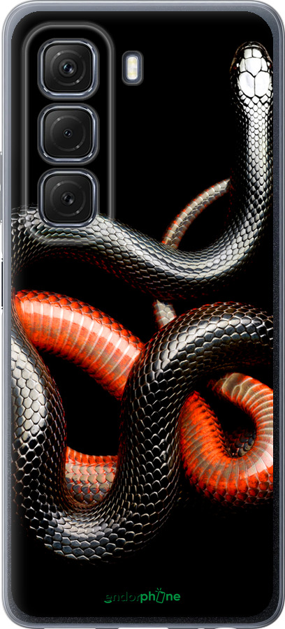 Силиконовый чехол Красно-черная змея на черном фоне для Infinix Hot 50 5G - 4063u-3795 изображение 