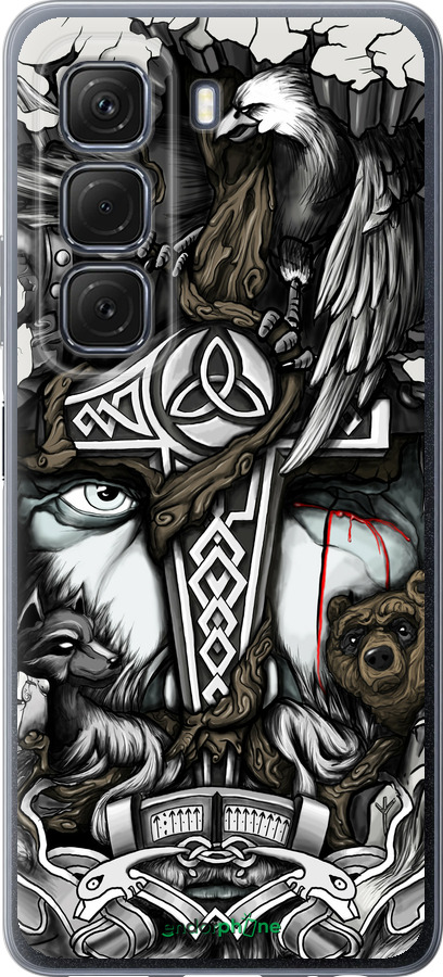 Силиконовый чехол Тату Викинг для Infinix Hot 50 5G - 4098u-3795 изображение 