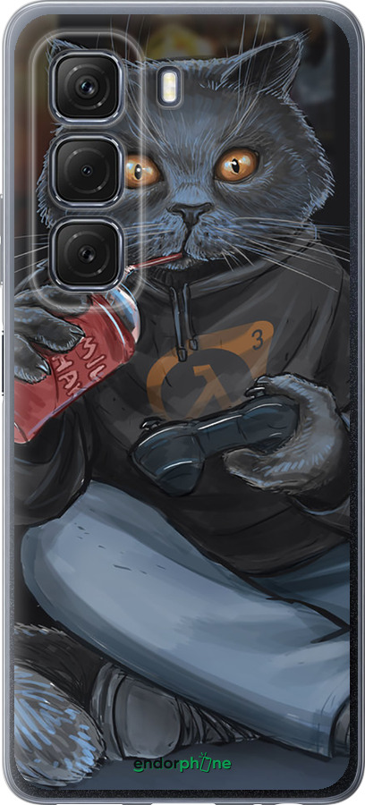 Силиконовый чехол gamer cat для Infinix Hot 50 5G - 4140u-3795 изображение 