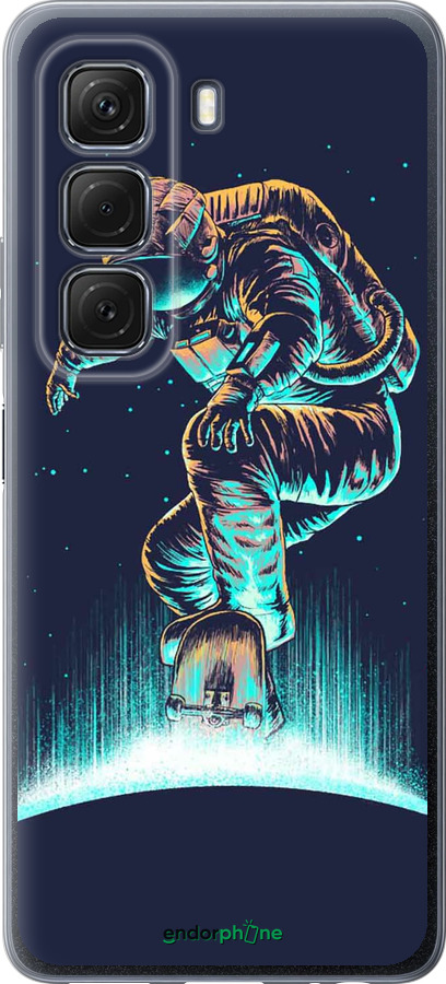 Силиконовый чехол Космонавт на скейтборде для Infinix Hot 50 5G - 4145u-3795 изображение 