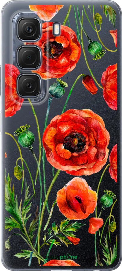 Силиконовый чехол Нарисованные маки для Infinix Hot 50 5G - 4278u-3795 изображение 