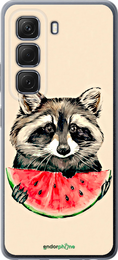 Силиконовый чехол Енотик с арбузом для Infinix Hot 50 5G - 4605u-3795 изображение 