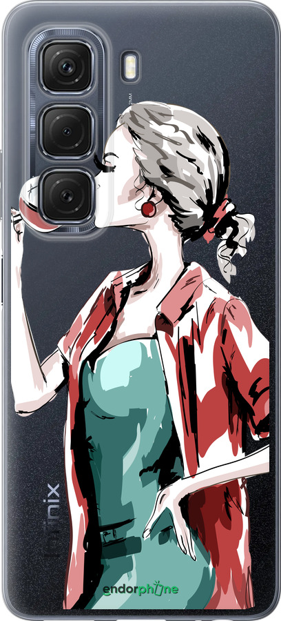 Силиконовый чехол Девушка с бокалом для Infinix Hot 50 5G - 4662u-3795 изображение 