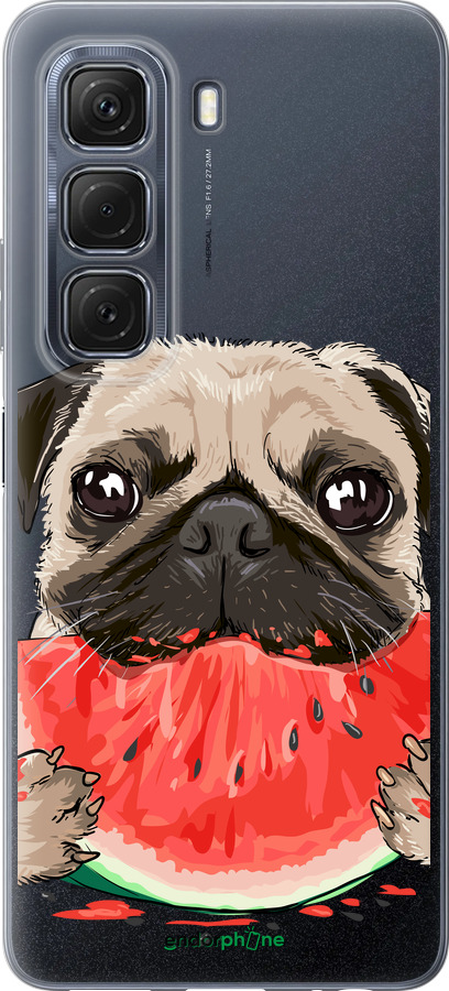 Силиконовый чехол Мопс и арбуз для Infinix Hot 50 5G - 4665u-3795 изображение 