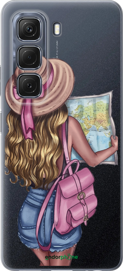 Силиконовый чехол Девушка с картой для Infinix Hot 50 5G - 4704u-3795 изображение 
