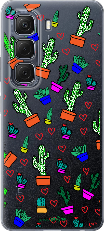 Силиконовый чехол Кактусы 4 для Infinix Hot 50 5G - 4856u-3795 изображение 
