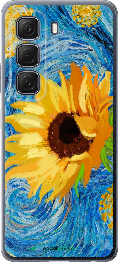 Силиконовый чехол Цветы желто-голубые для Infinix Hot 50 5G - 5308u-3795 изображение 