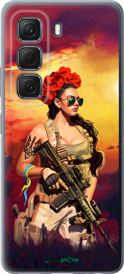 Силиконовый чехол Украинка с оружием для Infinix Hot 50 5G - 5316u-3795 изображение 