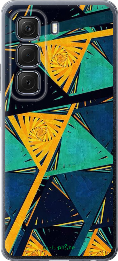 Силиконовый чехол Арт, абстракция, желтый, синий для Infinix Hot 50 5G - 5382u-3795 изображение 