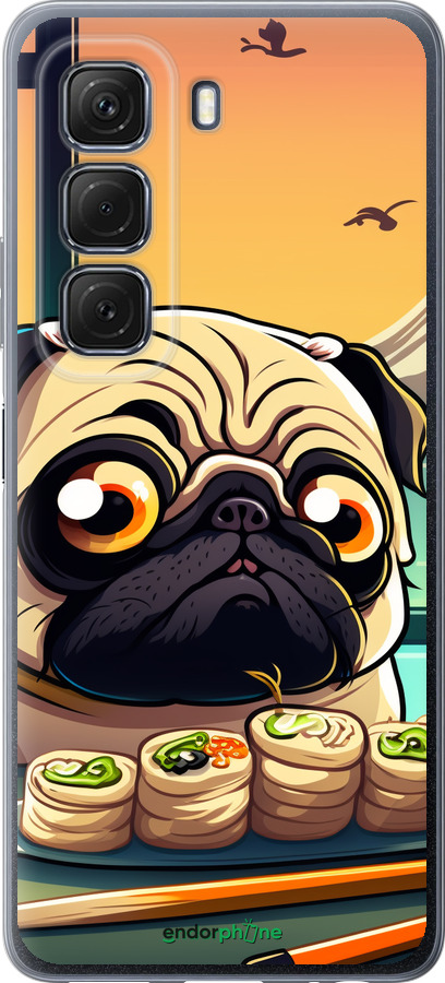 Силиконовый чехол Мопс и суши для Infinix Hot 50 5G - 5588u-3795 изображение 