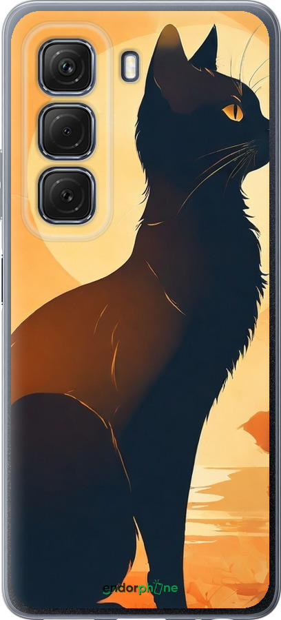 Силиконовый чехол Черная кошка v2 для Infinix Hot 50 5G - 5830u-3795 изображение 