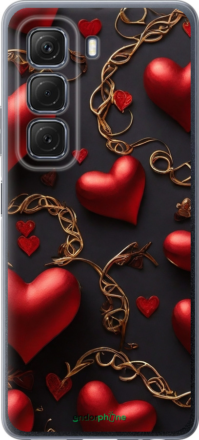 Силиконовый чехол Сердечки для Infinix Hot 50 5G - 5831u-3795 изображение 