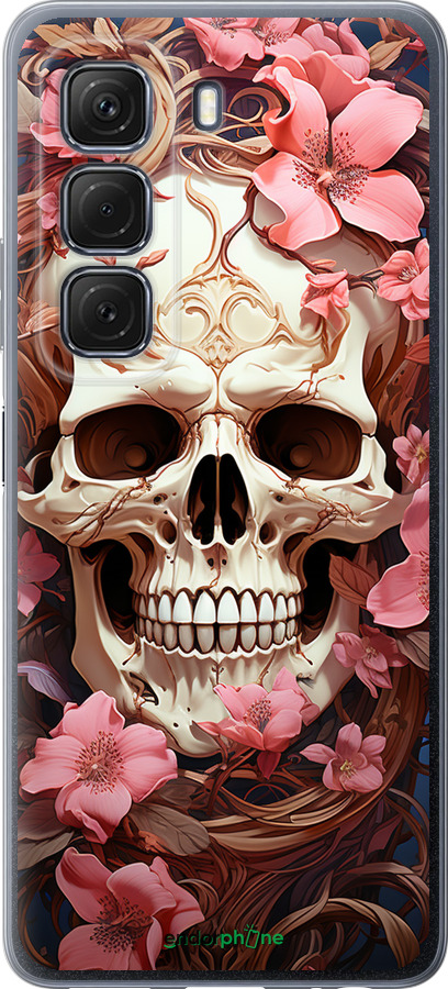 Силиконовый чехол Череп в розовых цветах для Infinix Hot 50 5G - 5965u-3795 изображение 