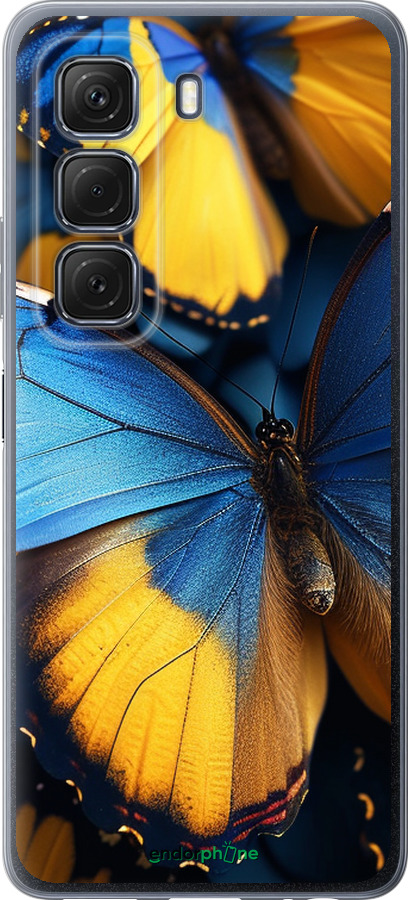 Силиконовый чехол Желто-голубые бабочки для Infinix Hot 50 5G - 6046u-3795 изображение 