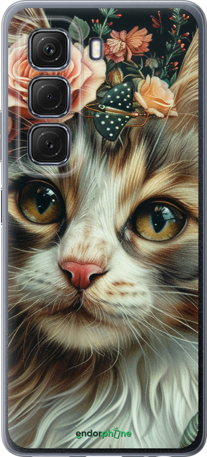Силиконовый чехол Cats and flowers для Infinix Hot 50 5G - 6069u-3795 изображение 