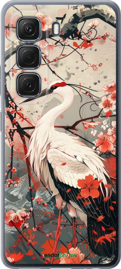 Силиконовый чехол Аист в цвету сакуры для Infinix Hot 50 5G - 6109u-3795 изображение 