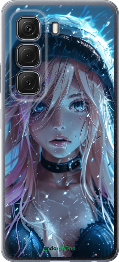 Силиконовый чехол Аниме-дива под дождем для Infinix Hot 50 5G - 6120u-3795 изображение 