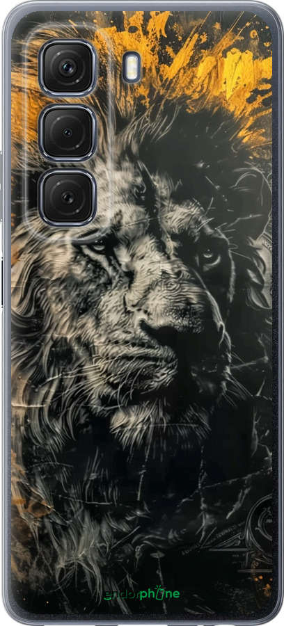 Силиконовый чехол Лев в золотых красках для Infinix Hot 50 5G - 6155u-3795 изображение 
