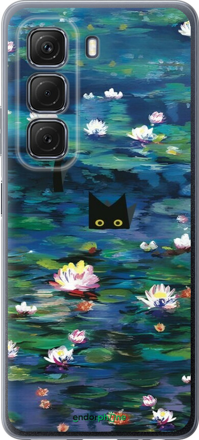 Силіконовий чехол с изображением водяных лилий и кошек для Infinix Hot 50 5G - 6257u-3795 изображение 