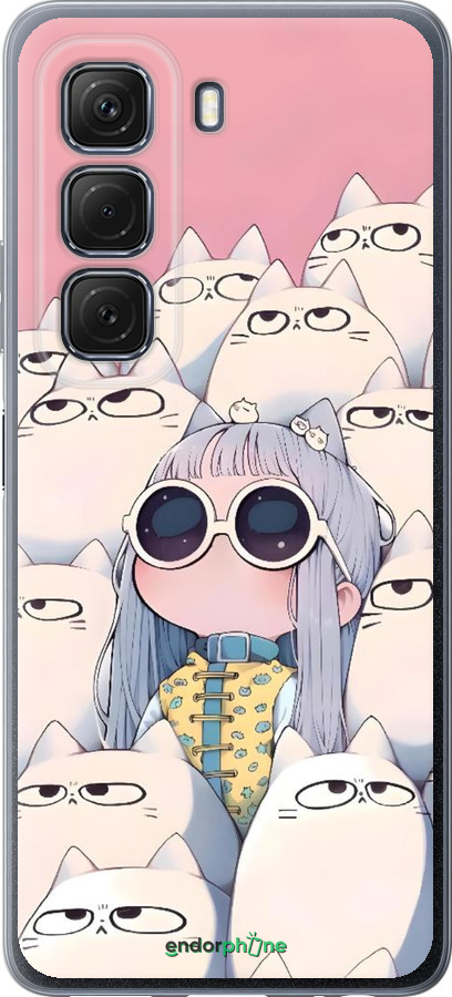 Силиконовый чехол Малышка с котами для Infinix Hot 50 5G - 6295u-3795 изображение 
