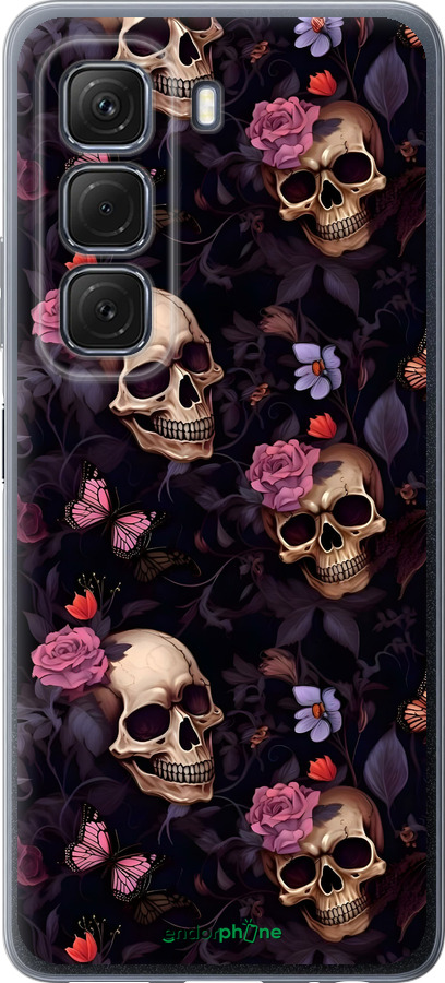 Силиконовый чехол Черепа и розы для Infinix Hot 50 5G - 6316u-3795 изображение 