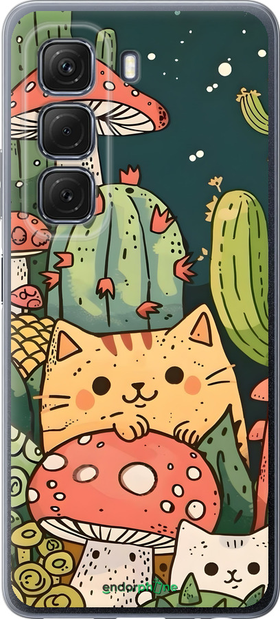 Силиконовый чехол Коты грибы для Infinix Hot 50 5G - 6321u-3795 изображение 