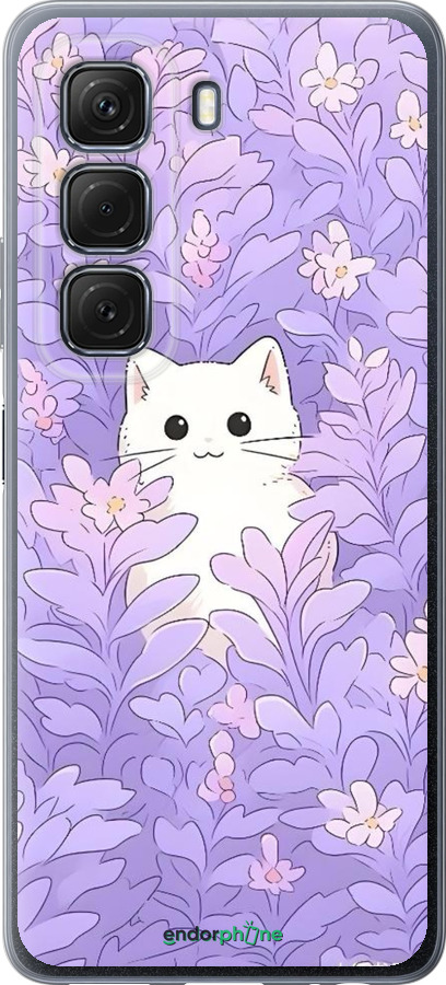 Силиконовый чехол Котик в цветах для Infinix Hot 50 5G - 6390u-3795 изображение 