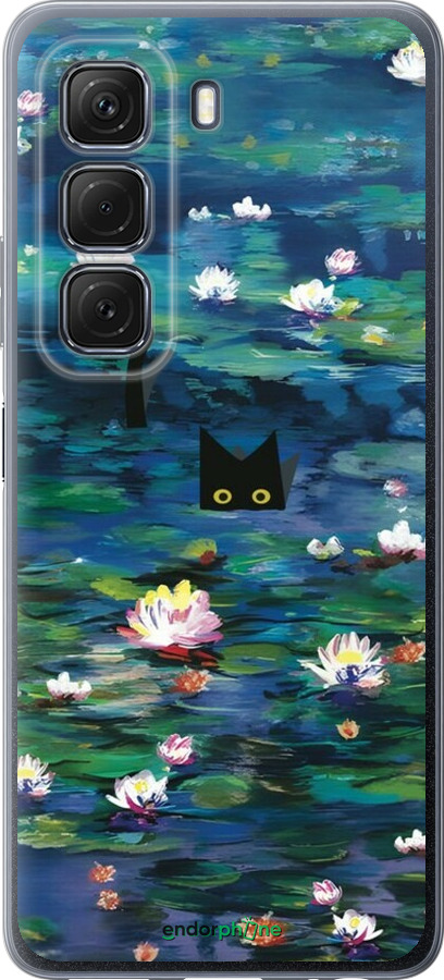 Силиконовый чехол Чехол с изображением водяных лилий Моне и кошек для Infinix Hot 50 5G - 6399u-3795 изображение 