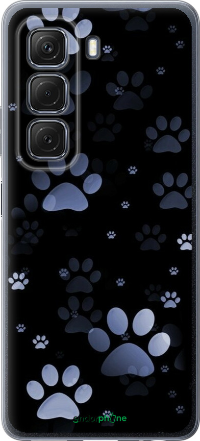 Силиконовый чехол С синими отпечатками лап для Infinix Hot 50 5G - 6441u-3795 изображение 