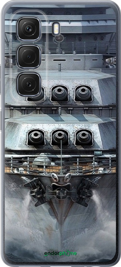 Силиконовый чехол Линкор, world of tanks, wargaming, военный корабль для Infinix Hot 50 5G - 6453u-3795 изображение 