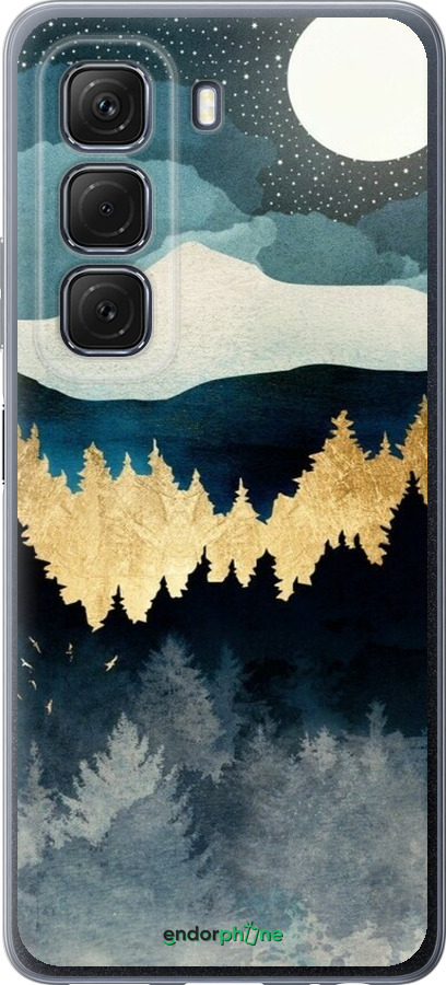 Силиконовый чехол Ночной пейзаж с лесом и горами для Infinix Hot 50 5G - 6493u-3795 изображение 