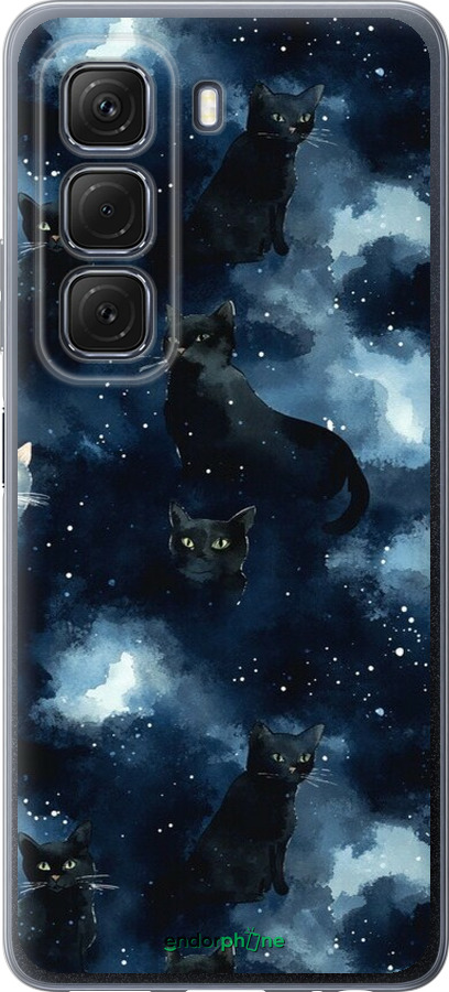 Силиконовый чехол Изображение Кошек с тёмной акварелью для Infinix Hot 50 5G - 6521u-3795 изображение 