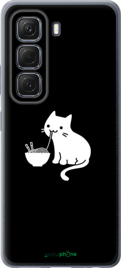 Силиконовый чехол С милым котом на черном фоне для Infinix Hot 50 5G - 6528u-3795 изображение 