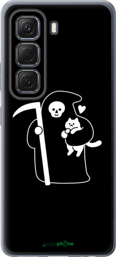 Силиконовый чехол Минималистичный арт: смерть и кошка для Infinix Hot 50 5G - 6529u-3795 изображение 