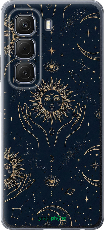 Силиконовый чехол Celestial Harmony: Sun & Moon Gold Mystic Pattern для Infinix Hot 50 5G - 6778u-3795 изображение 