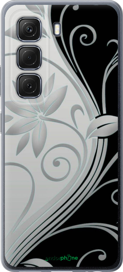 Силиконовый чехол Цветы на чёрно-белом фоне для Infinix Hot 50 5G - 840u-3795 изображение 