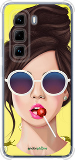 Силикон с усиленными углами чехол Девушка с чупа-чупсом для Infinix Hot 50 Pro 4G - 3979sp-3871 изображение 