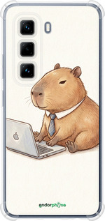 Силіконовий протиударний с посиленими кутами чехол Funny Capybara CEO Working для Infinix Hot 50 Pro 4G - 6777sp-3871 изображение 