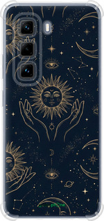 Силіконовий протиударний с посиленими кутами чехол Celestial Harmony: Sun & Moon Gold Mystic Pattern для Infinix Hot 50 Pro 4G - 6778sp-3871 изображение 