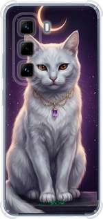 Силикон с усиленными углами чехол Mystic White Cat Gothic Dark Purple Gold для Infinix Hot 50 Pro 4G - 6805sp-3871 изображение 