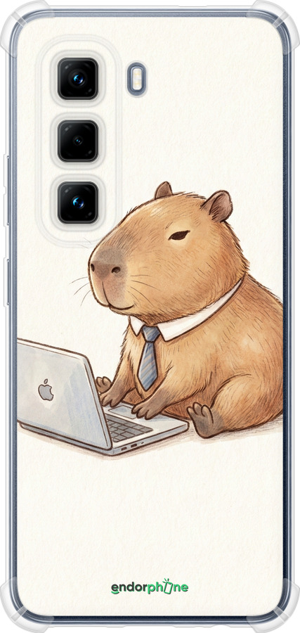 Силіконовий протиударний с посиленими кутами чехол Funny Capybara CEO Working для Infinix Hot 50 Pro 4G - 6777sp-3871 изображение 