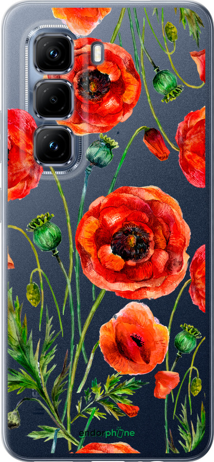 Силіконовий чехол Намальовані маки для Infinix Hot 50 Pro 4G - 4278u-3871 изображение 
