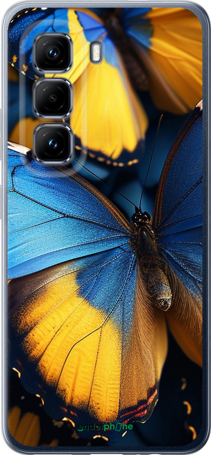 Силиконовый чехол Желто-голубые бабочки для Infinix Hot 50 Pro 4G - 6046u-3871 изображение 