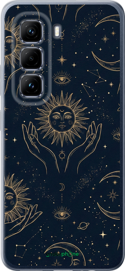 Силиконовый чехол Celestial Harmony: Sun & Moon Gold Mystic Pattern для Infinix Hot 50 Pro 4G - 6778u-3871 изображение 