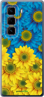 Силиконовый чехол Жёлто-голубые цветы для Infinix Hot 50 Pro+ 4G - 1048u-3870 изображение 