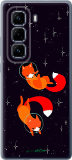 Силиконовый чехол Лисички в космосе для Infinix Hot 50 Pro+ 4G - 4519u-3870 изображение 