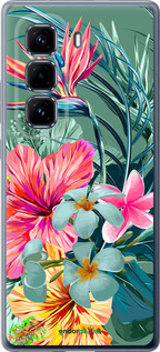 Силиконовый чехол Тропические цветы v1 для Infinix Hot 50 Pro+ 4G - 4667u-3870 изображение 