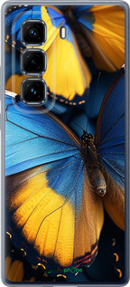 Силиконовый чехол Желто-голубые бабочки для Infinix Hot 50 Pro+ 4G - 6046u-3870 изображение 